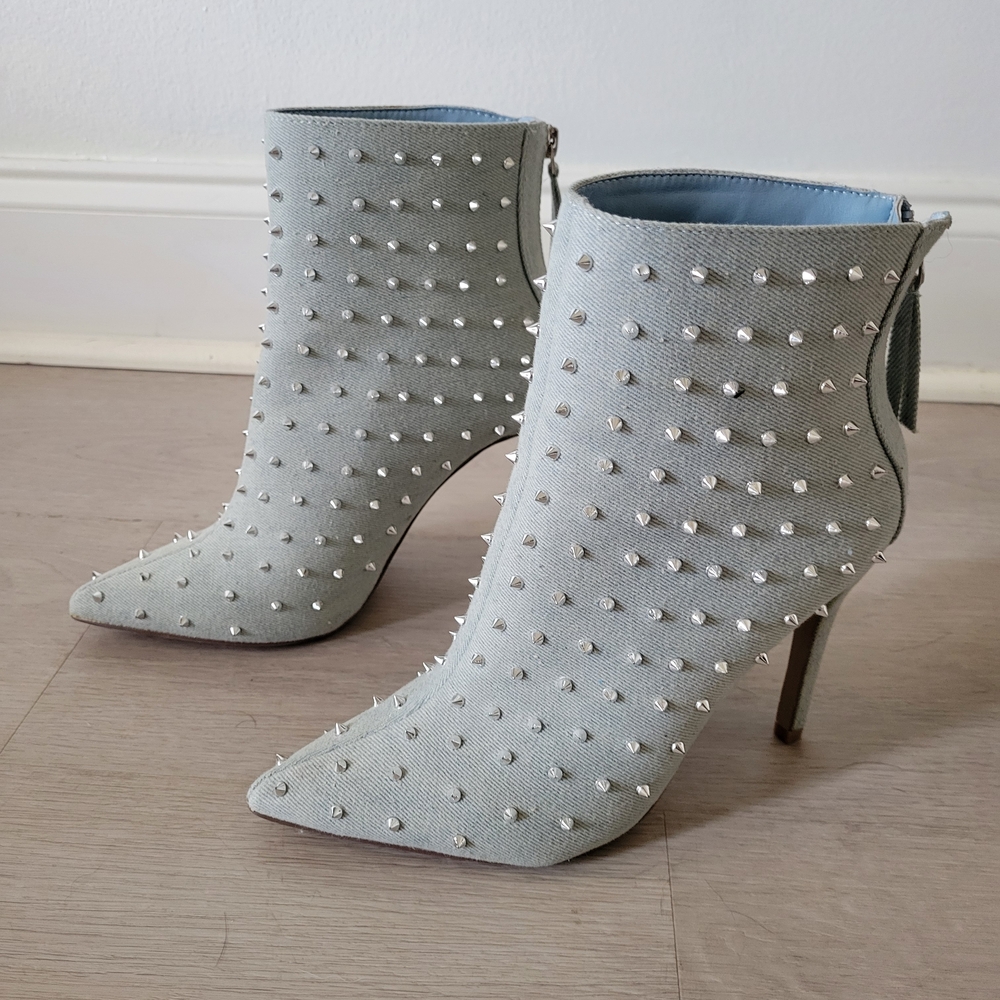 Shoe Dazzle Silver Studded Heeled Boots (Never worn)